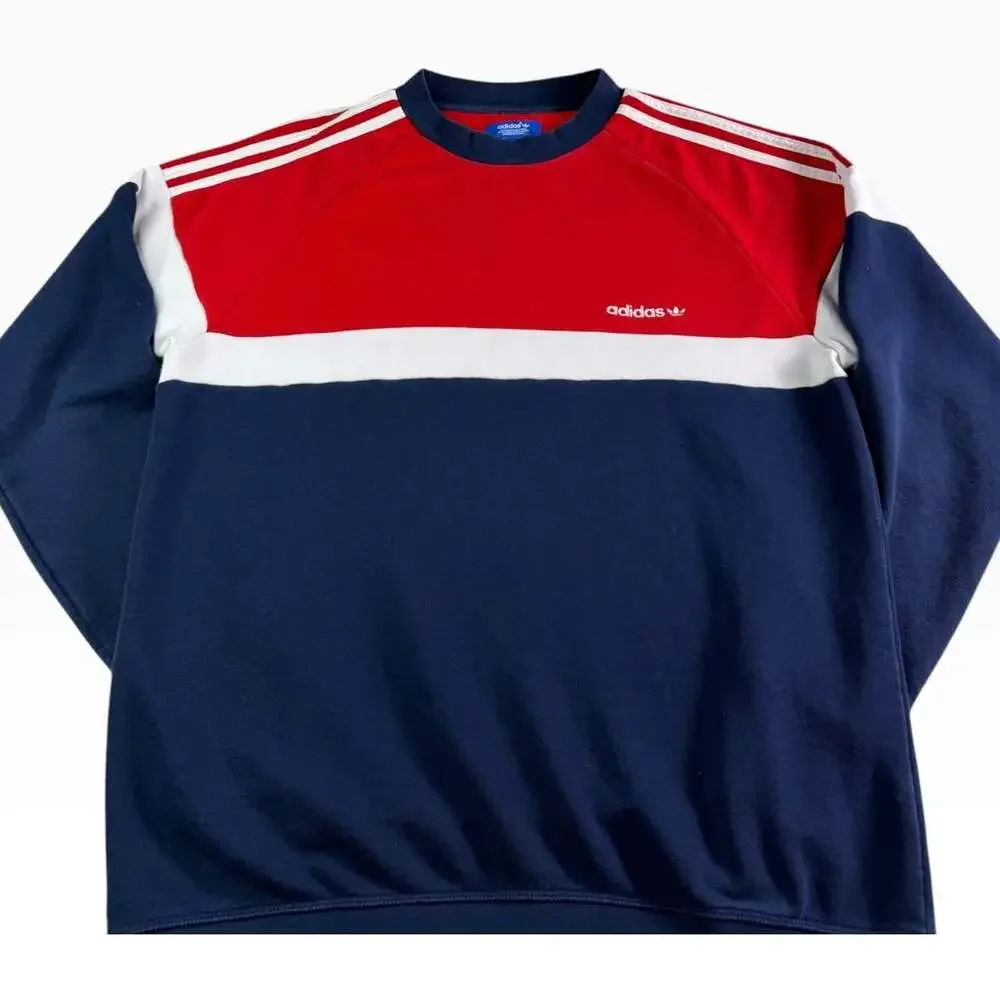Vintage Adidas Originals Trefoil Colorblock 3 Stripe Crewneck Sweatshirt M